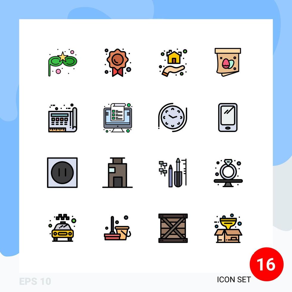 Modern Set of 16 Flat Color Filled Lines and symbols such as document holiday hand easter egg Editable Creative Vector Design Elements
