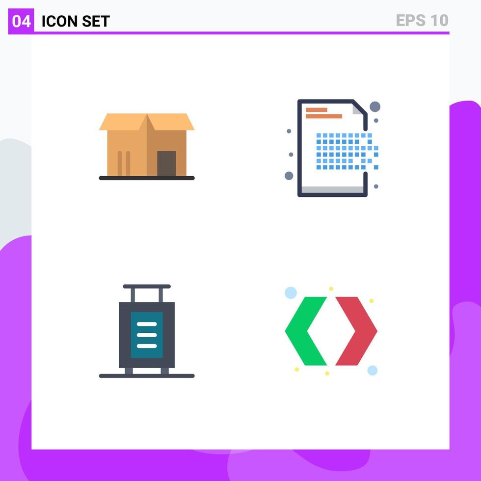 Modern Set of 4 Flat Icons and symbols such as ecommerce bag shopping decryption suitcase Editable Vector Design Elements