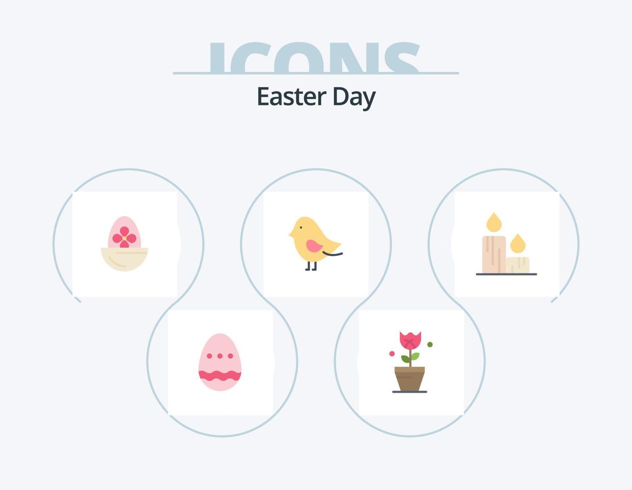 Easter Flat Icon Pack 5 Icon Design. fire. nature. boiled. easter. food vector