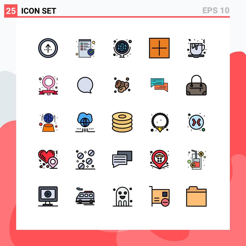 Universal Icon Symbols Group of 25 Modern Filled line Flat Colors of tea plus geography open add Editable Vector Design Elements