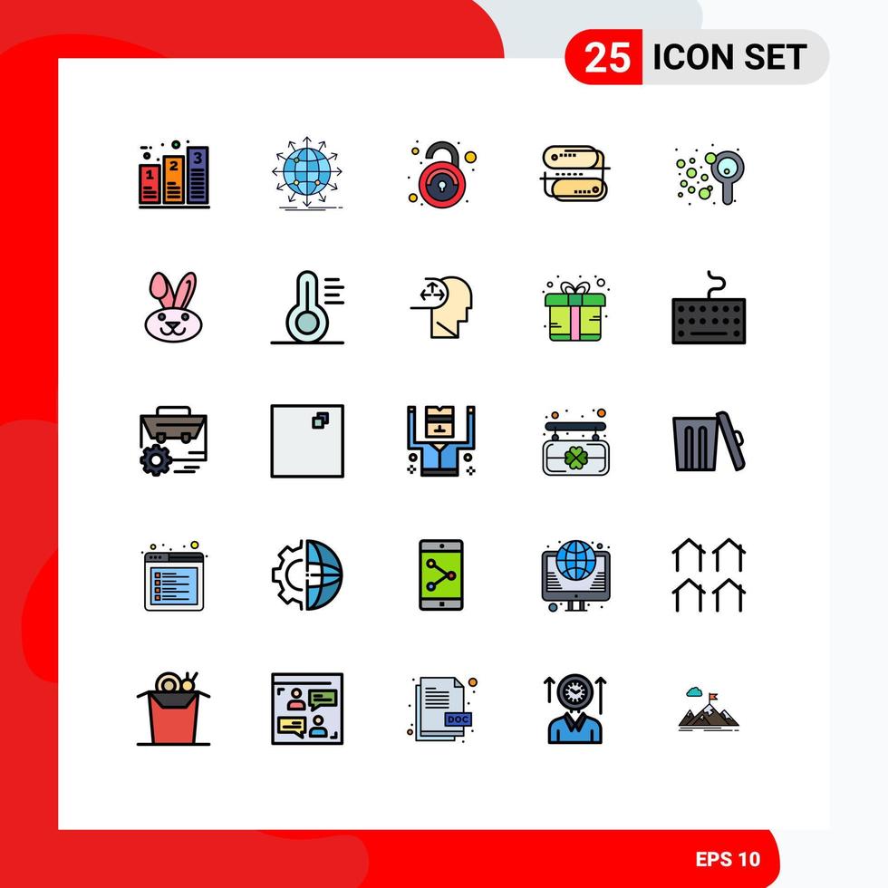 Filled line Flat Color Pack of 25 Universal Symbols of payment address news blockchain technology unsafe Editable Vector Design Elements