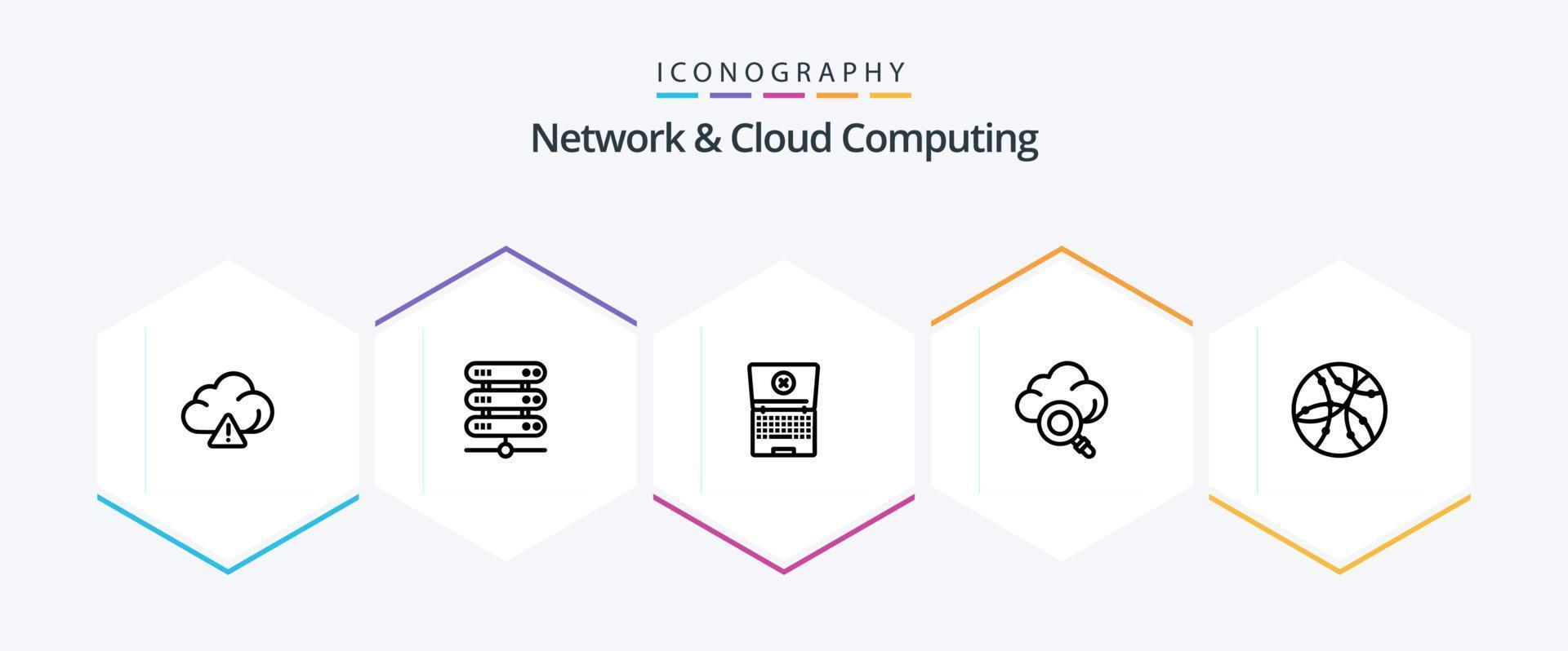 Network And Cloud Computing 25 Line icon pack including . network. computing. internet. technology vector