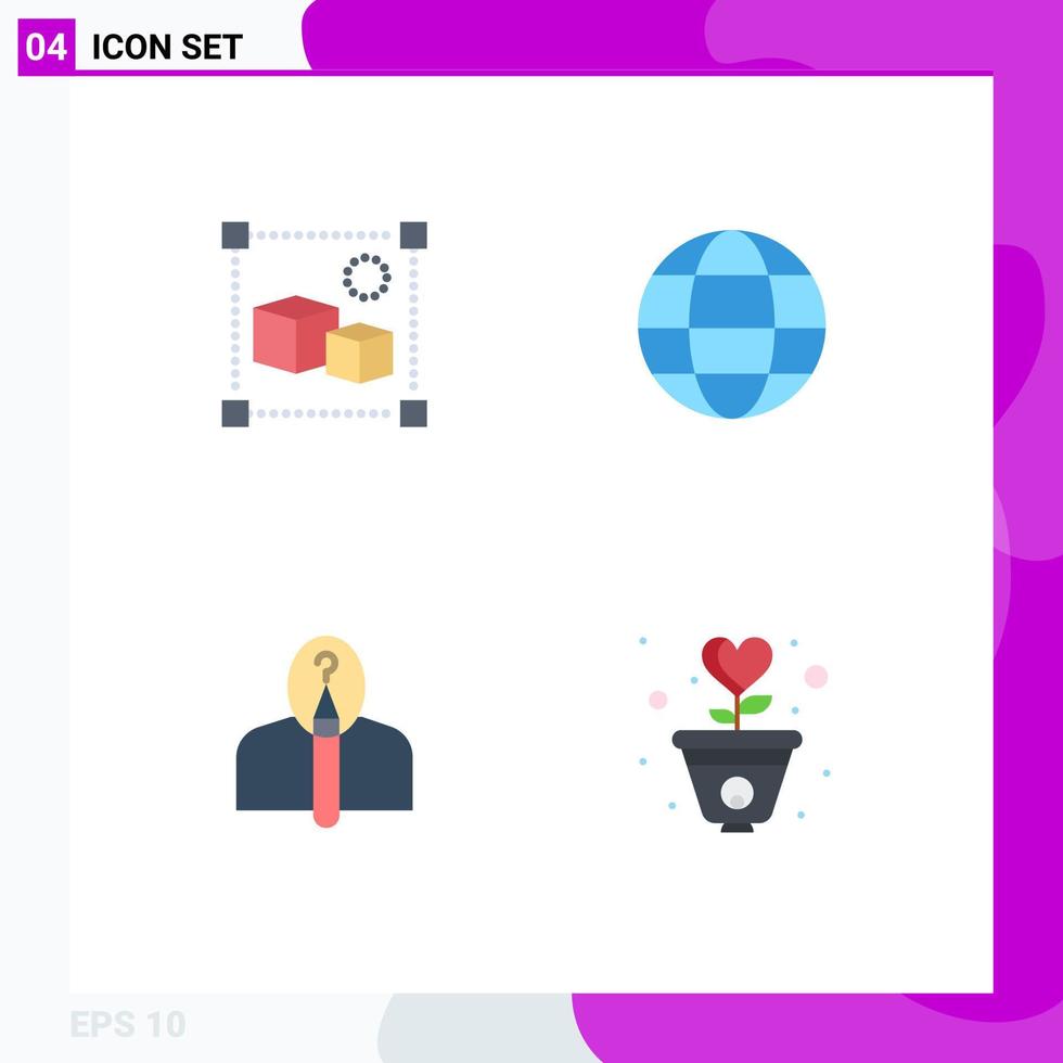 Flat Icon Pack of 4 Universal Symbols of design author box web creative Editable Vector Design Elements