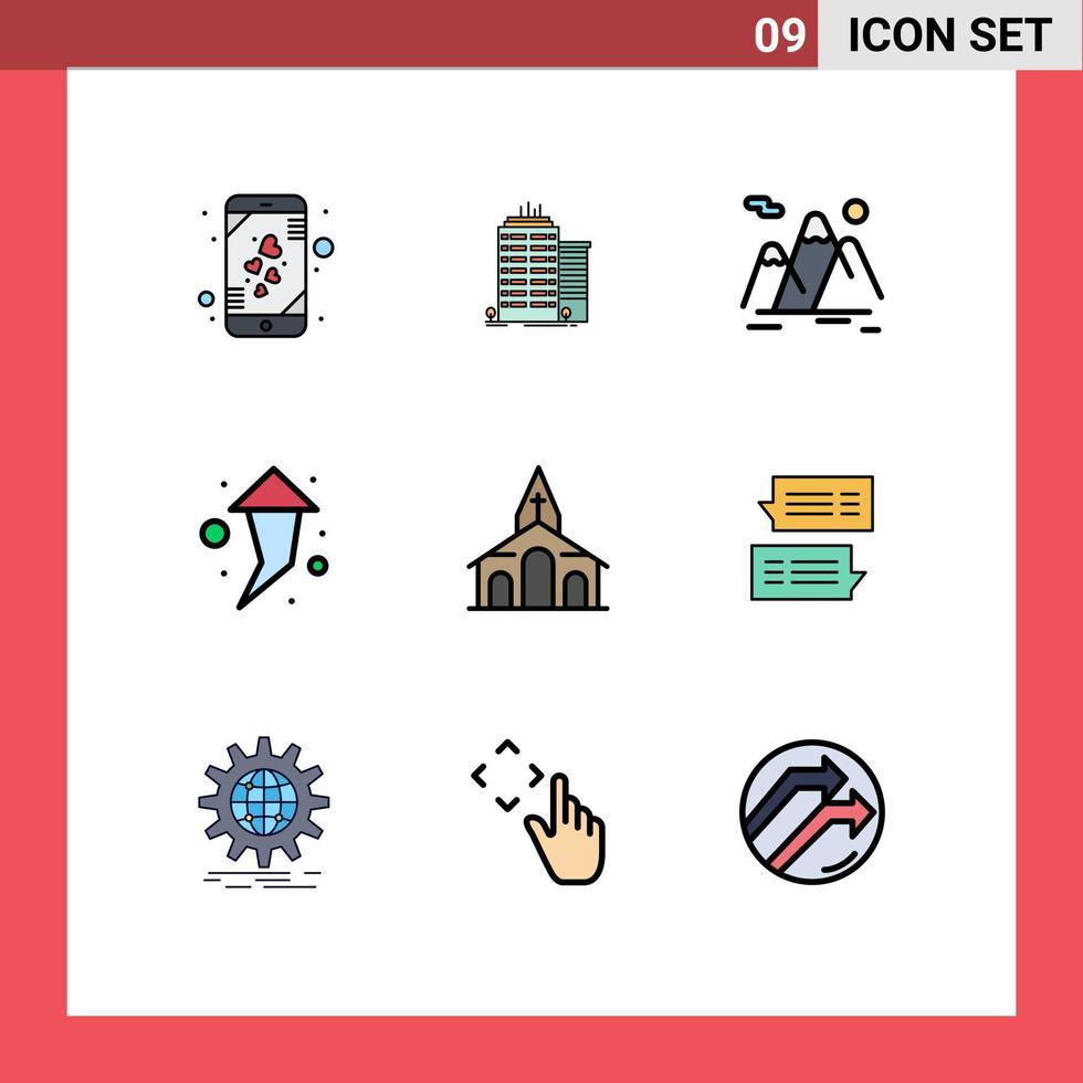 9 Creative Icons Modern Signs and Symbols of christmas up mountains right landscape Editable Vector Design Elements