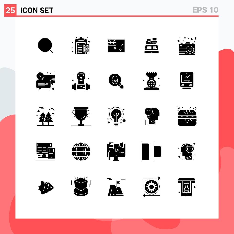 Modern Set of 25 Solid Glyphs and symbols such as camera printer payable print flag Editable Vector Design Elements