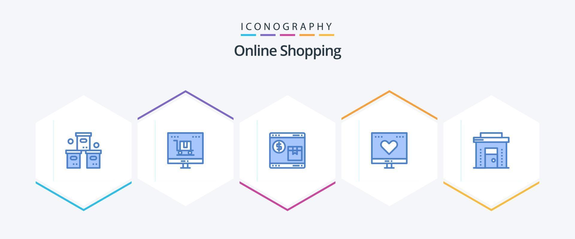 Online Shopping 25 Blue icon pack including like. favorite. marketing. web. shop vector