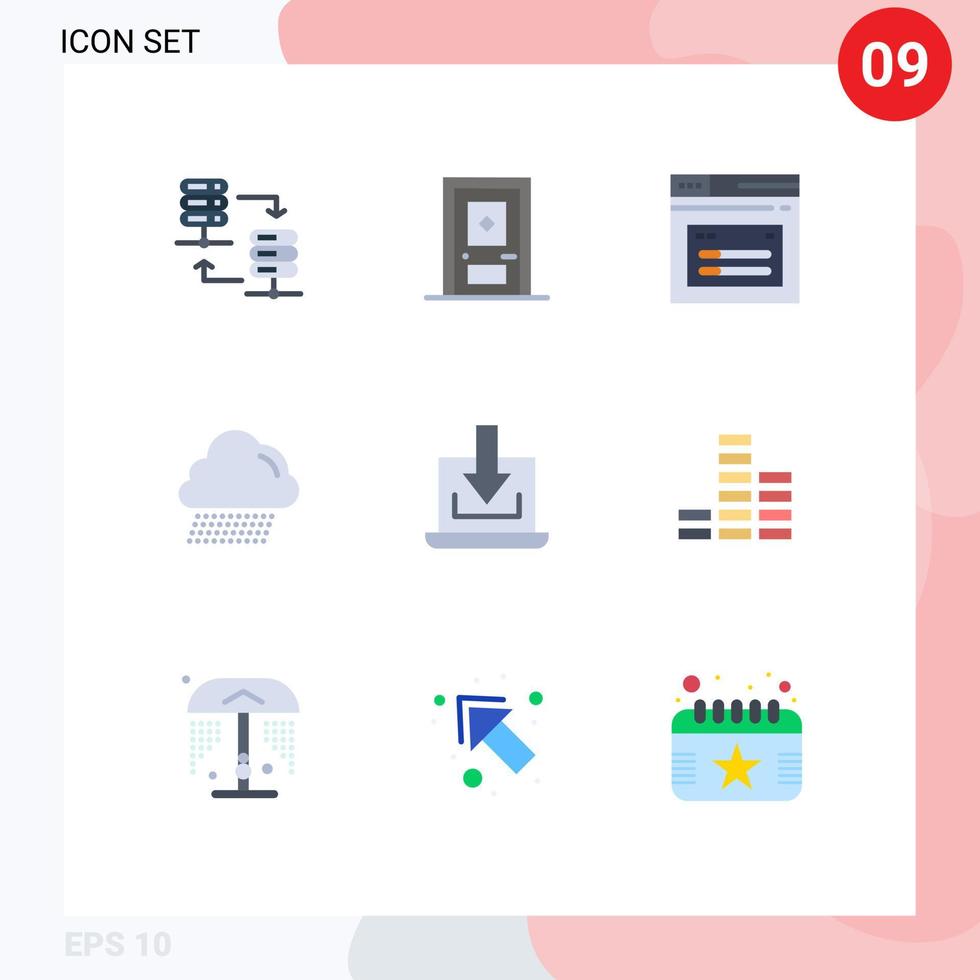 Universal Icon Symbols Group of 9 Modern Flat Colors of down laptop internet canada cloud Editable Vector Design Elements
