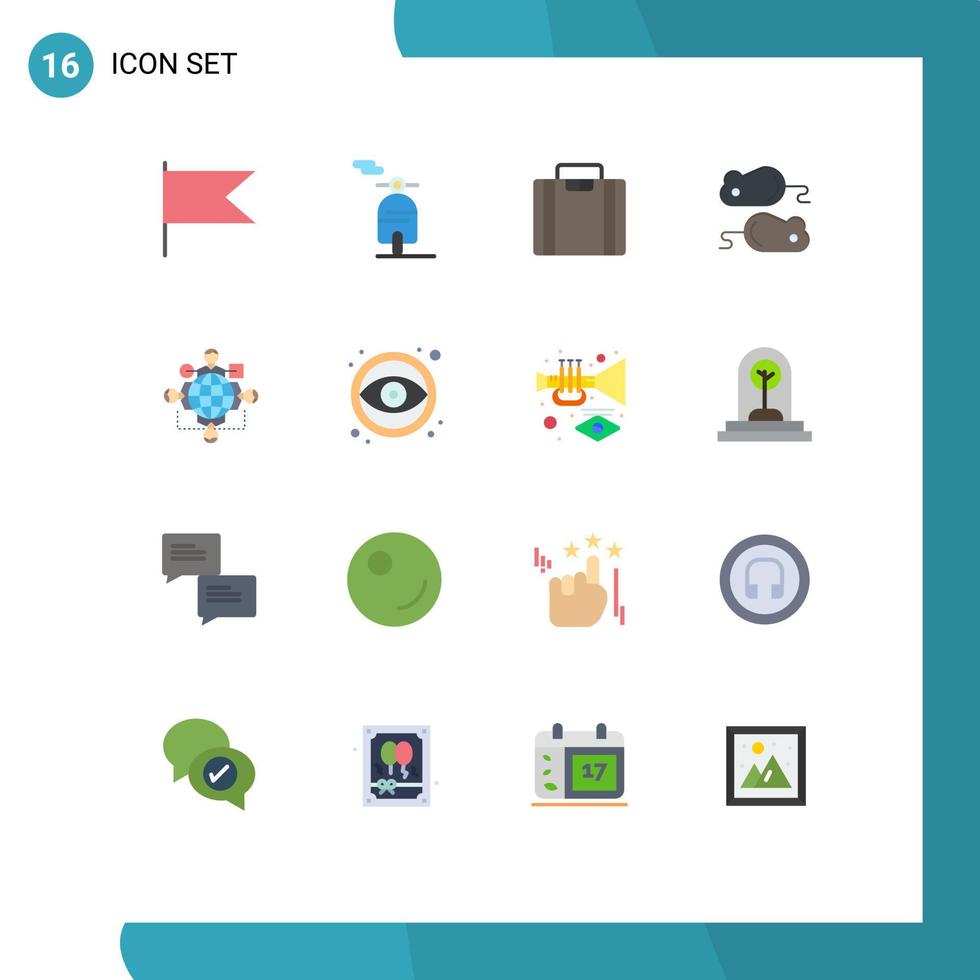 Modern Set of 16 Flat Colors Pictograph of meeting logic suitcase instruction closing test Editable Pack of Creative Vector Design Elements