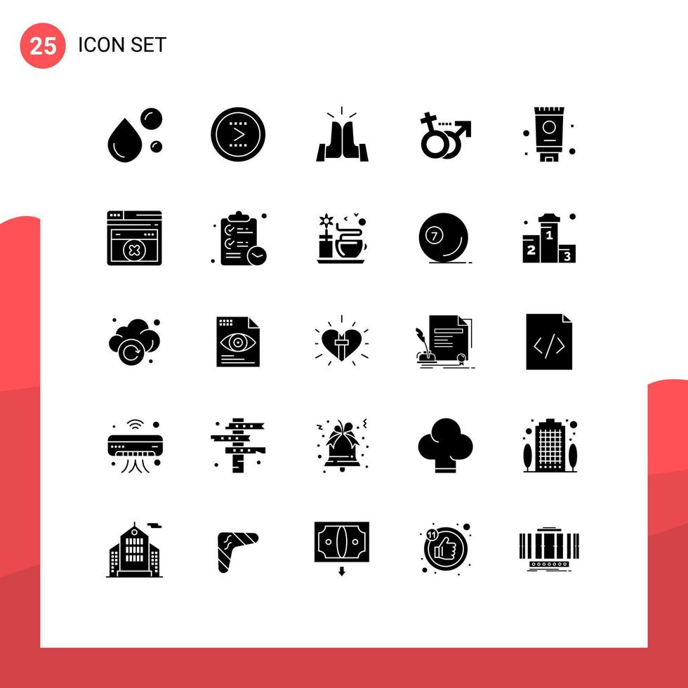Universal Icon Symbols Group of 25 Modern Solid Glyphs of symbol male next gender friends Editable Vector Design Elements