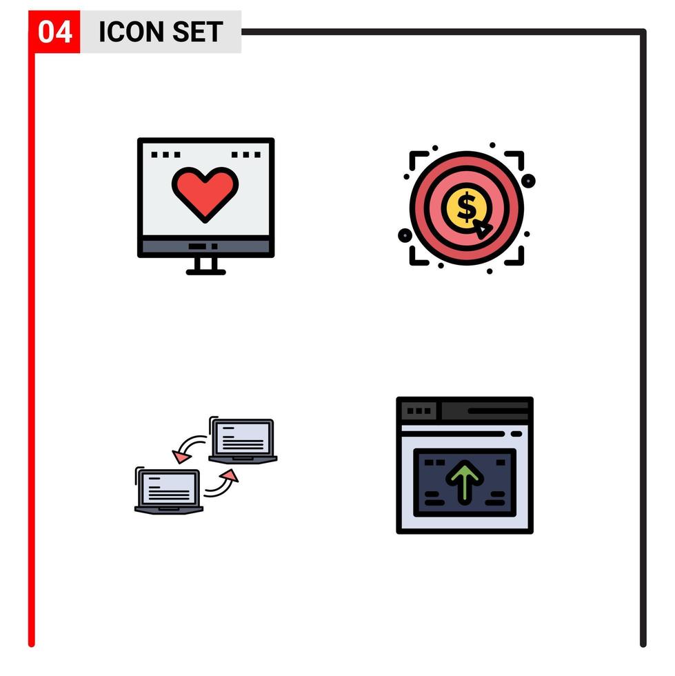 4 Creative Icons Modern Signs and Symbols of favorite computer love achievement link Editable Vector Design Elements