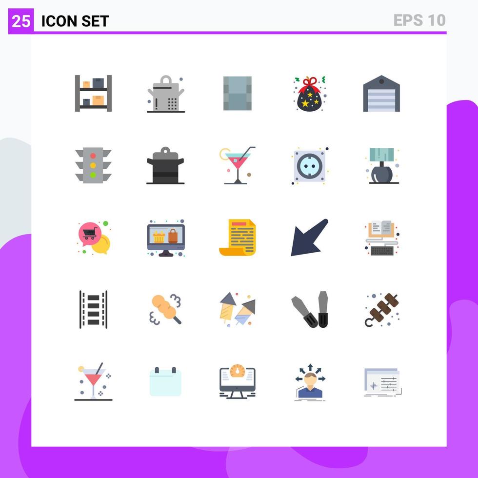 25 User Interface Flat Color Pack of modern Signs and Symbols of package logistic filam delivery gift Editable Vector Design Elements