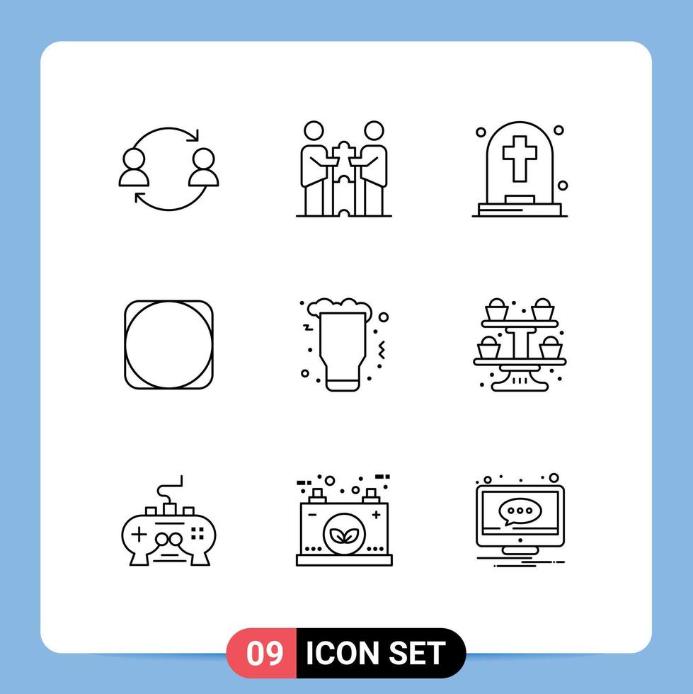 9 Universal Outlines Set for Web and Mobile Applications crypto currency coin partners byetball halloween Editable Vector Design Elements