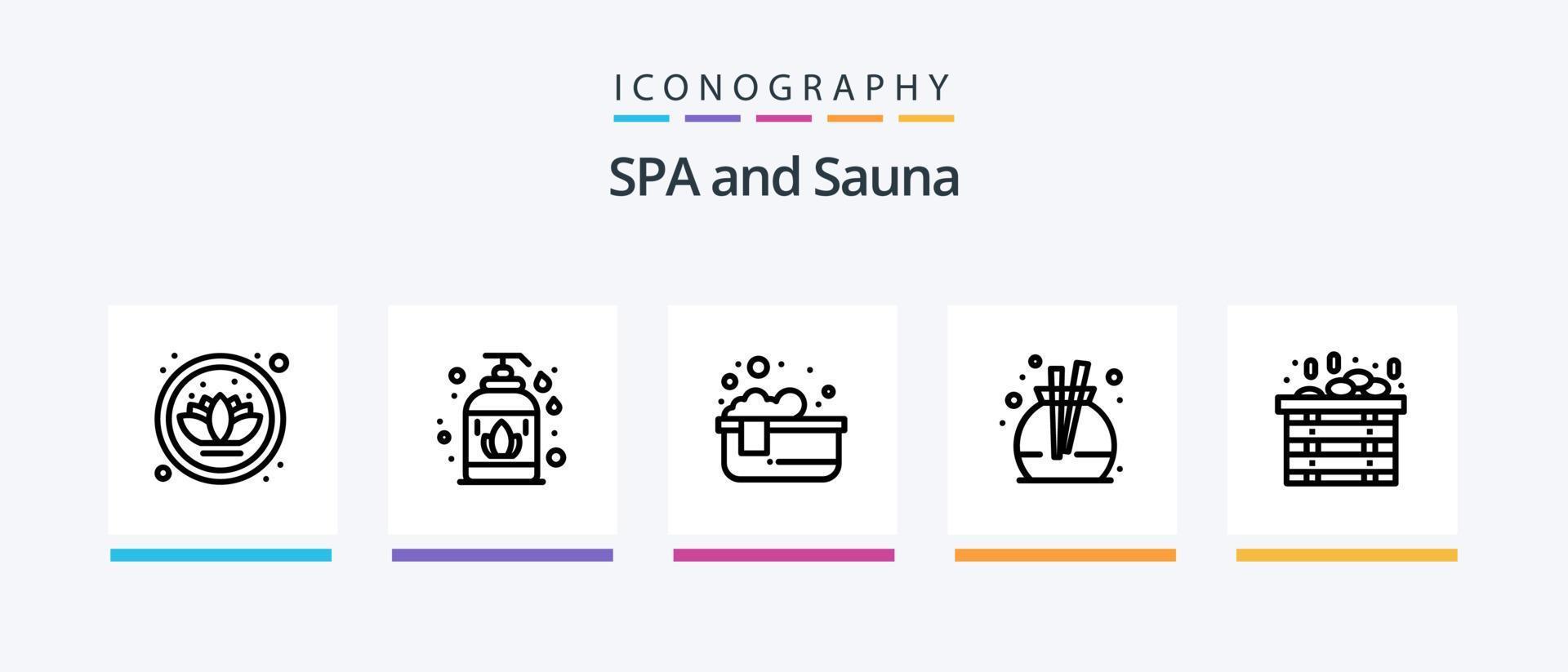 Sauna Line 5 Icon Pack Including . stone. sauna. sauna. soap. Creative Icons Design vector