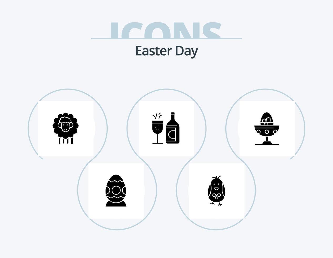 Easter Glyph Icon Pack 5 Icon Design. boiled egg. ddrink. easter. easter. glass vector
