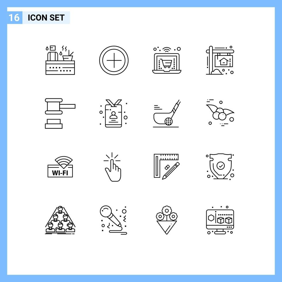 dieciséis creativo íconos moderno señales y símbolos de herramientas martillo compras subasta hogar editable vector diseño elementos