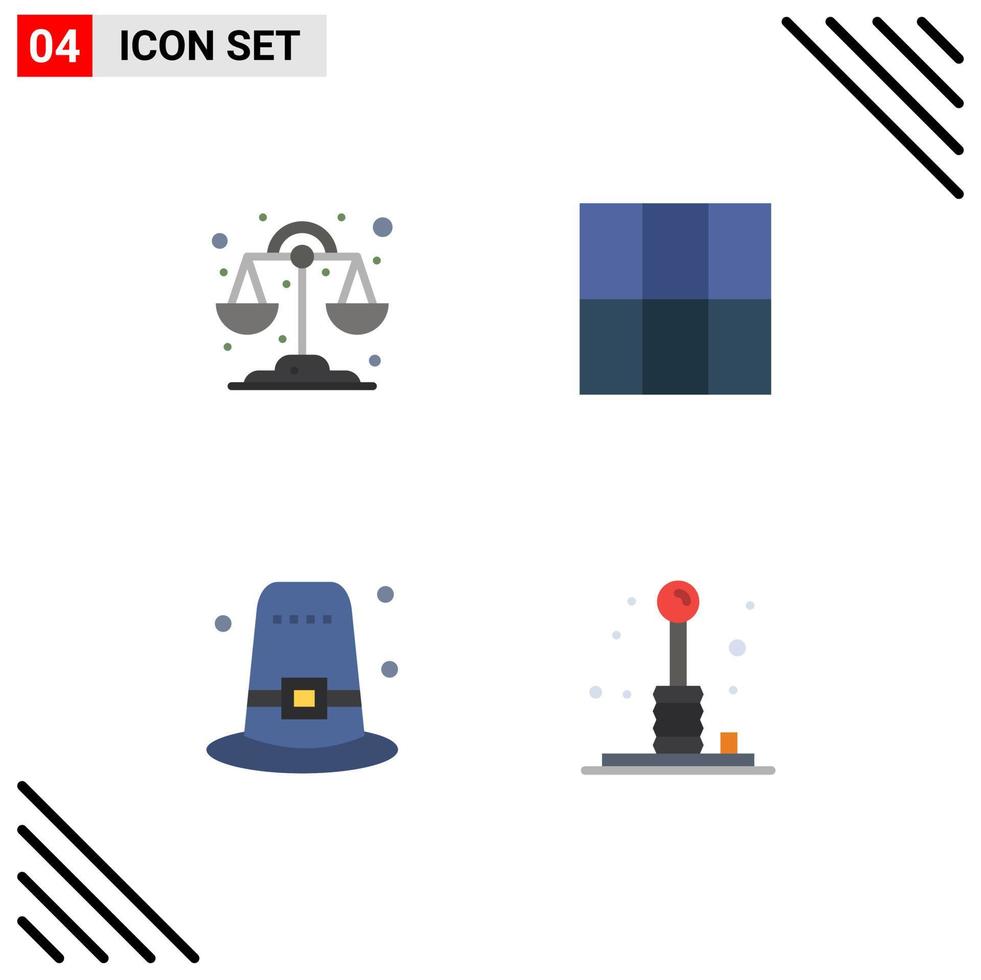 Set of 4 Commercial Flat Icons pack for chemistry arcade grid hat games Editable Vector Design Elements