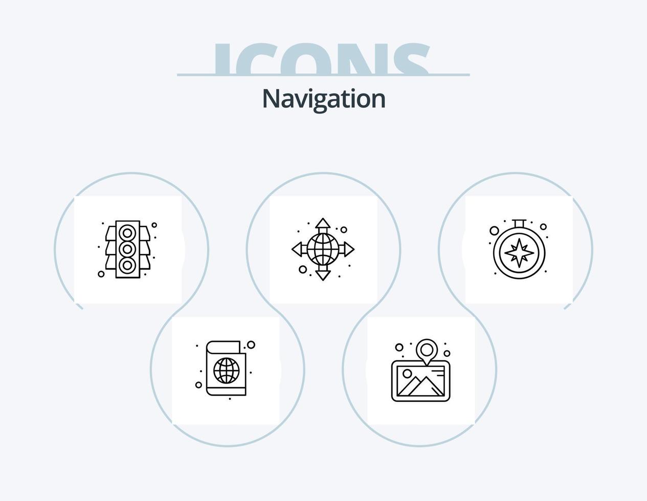 Navigation Line Icon Pack 5 Icon Design. location. arrow. back. location. map vector