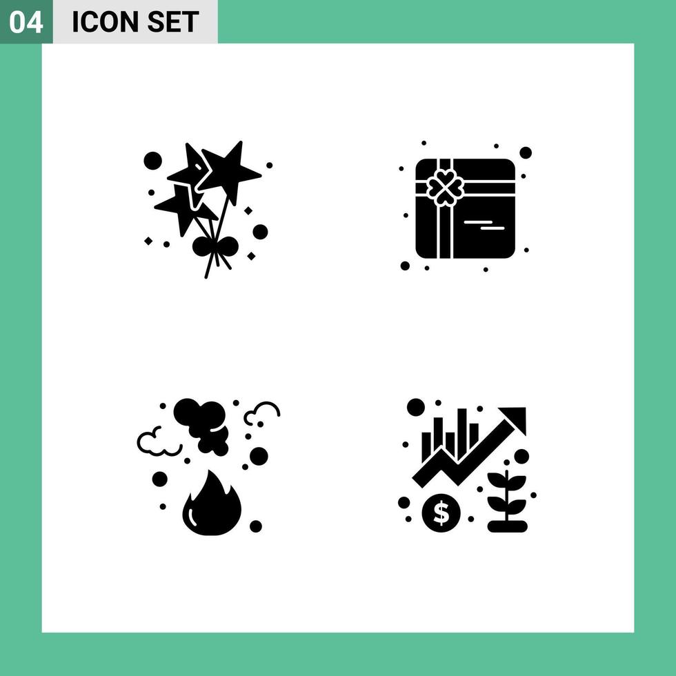 valores vector icono paquete de 4 4 línea señales y símbolos para cumpleaños contaminación regalo quemar gráfico editable vector diseño elementos