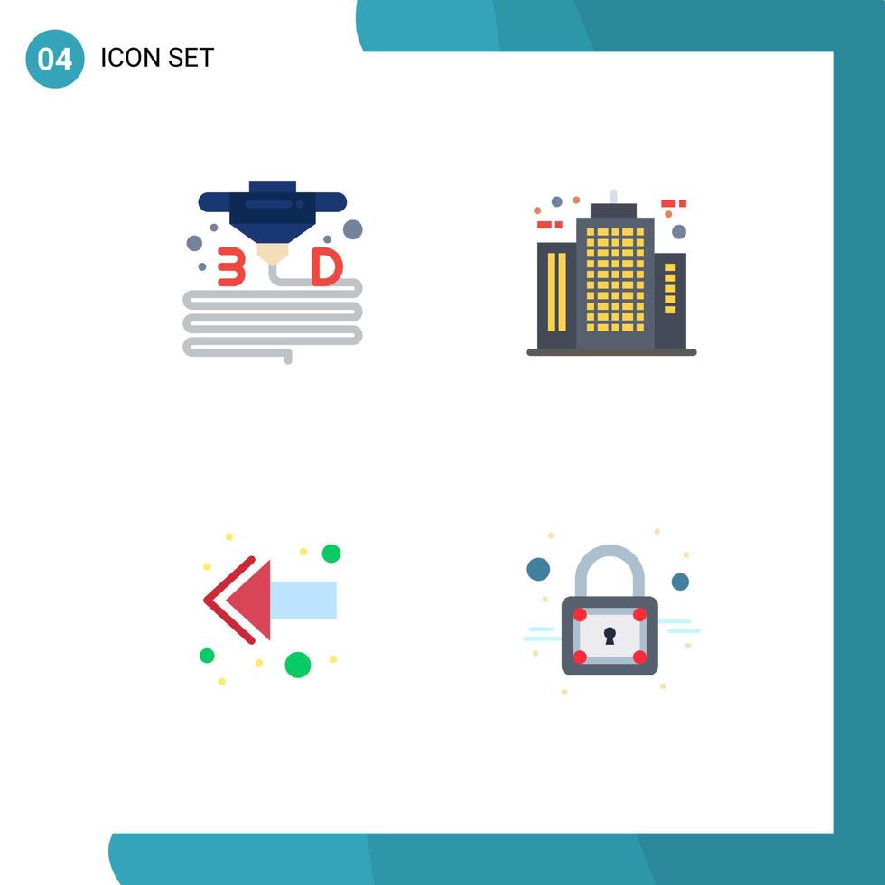 Pack of 4 creative Flat Icons of gadget arrow printer building left Editable Vector Design Elements