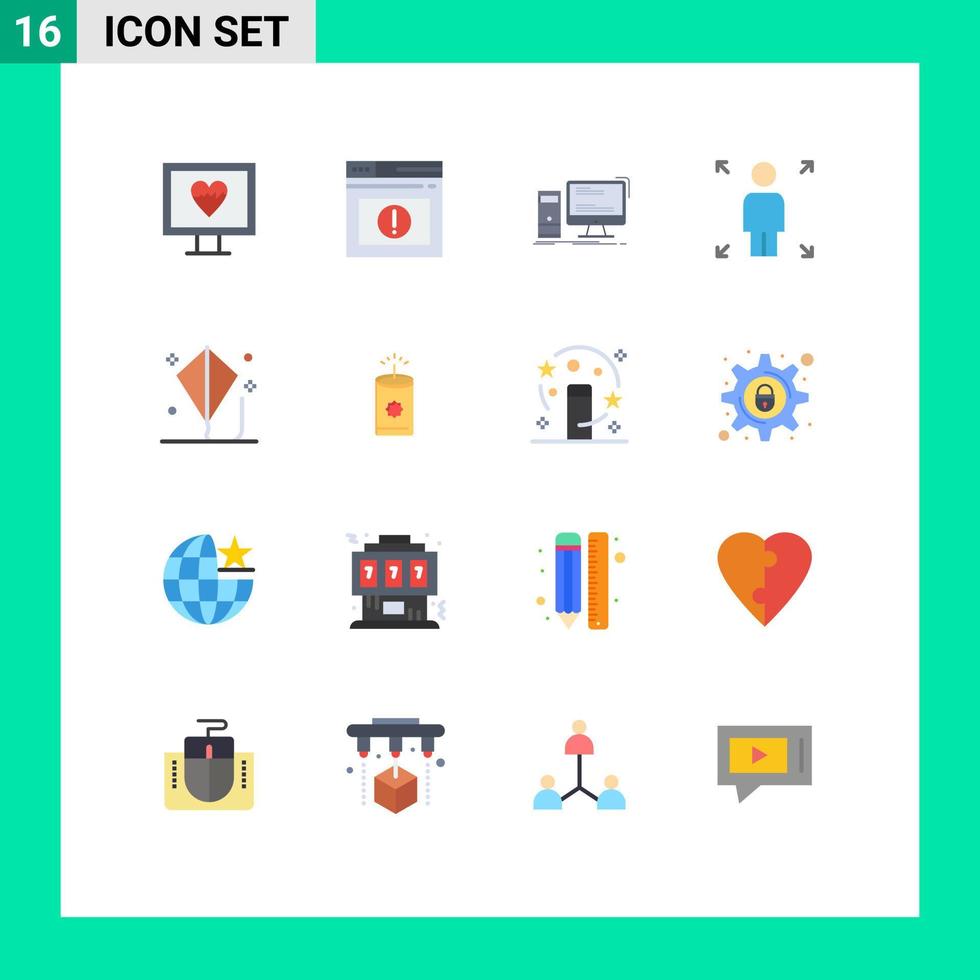 16 Creative Icons Modern Signs and Symbols of kite child desktop person growth Editable Pack of Creative Vector Design Elements