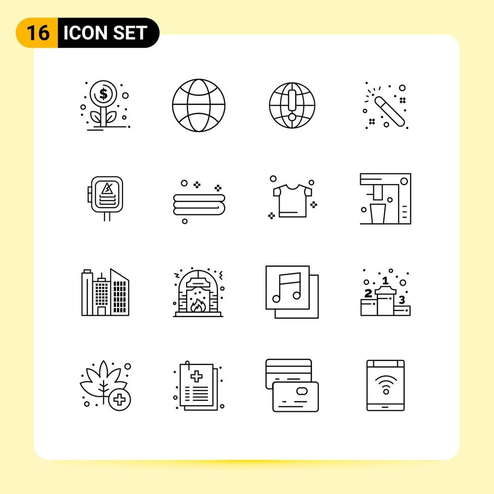 Pictogram Set of 16 Simple Outlines of clean power browser energy wizards Editable Vector Design Elements