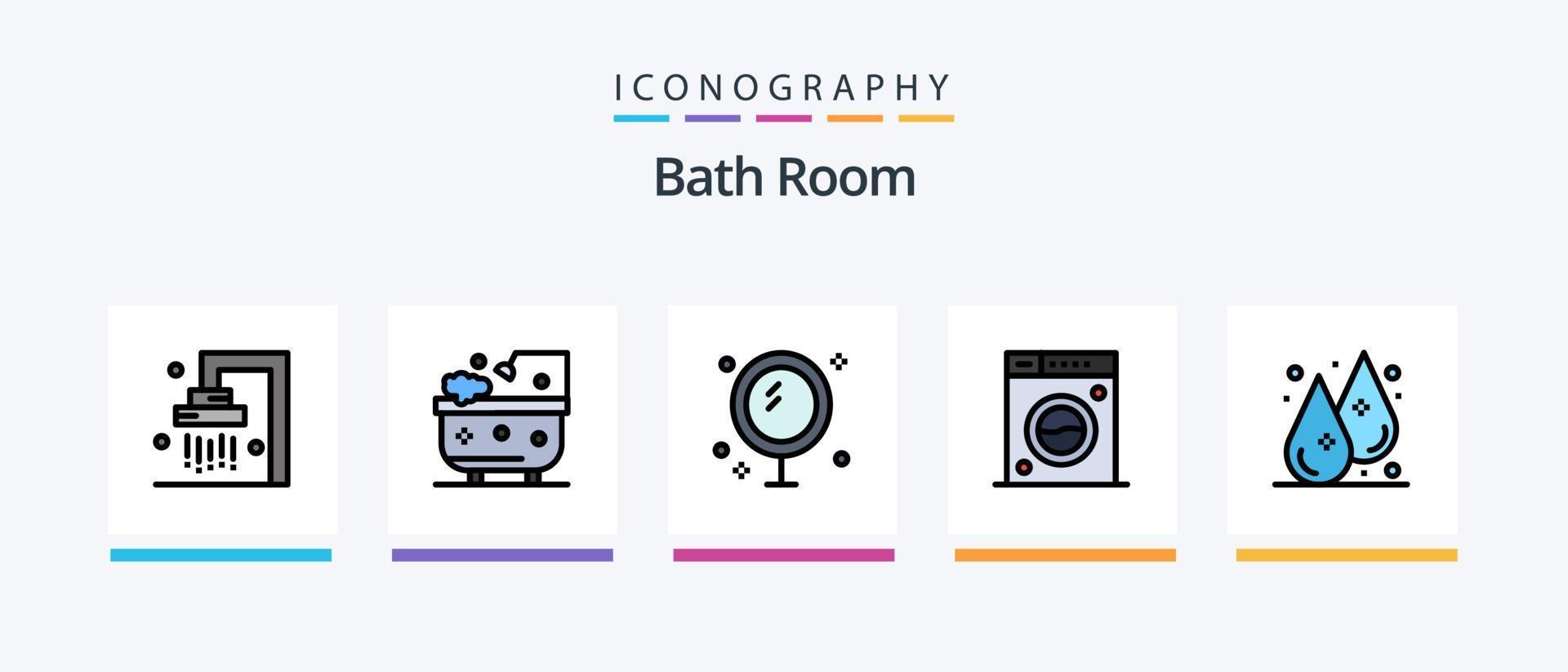 Bath Room Line Filled 5 Icon Pack Including slippers. cleaning. shower. bathroom. tool. Creative Icons Design vector