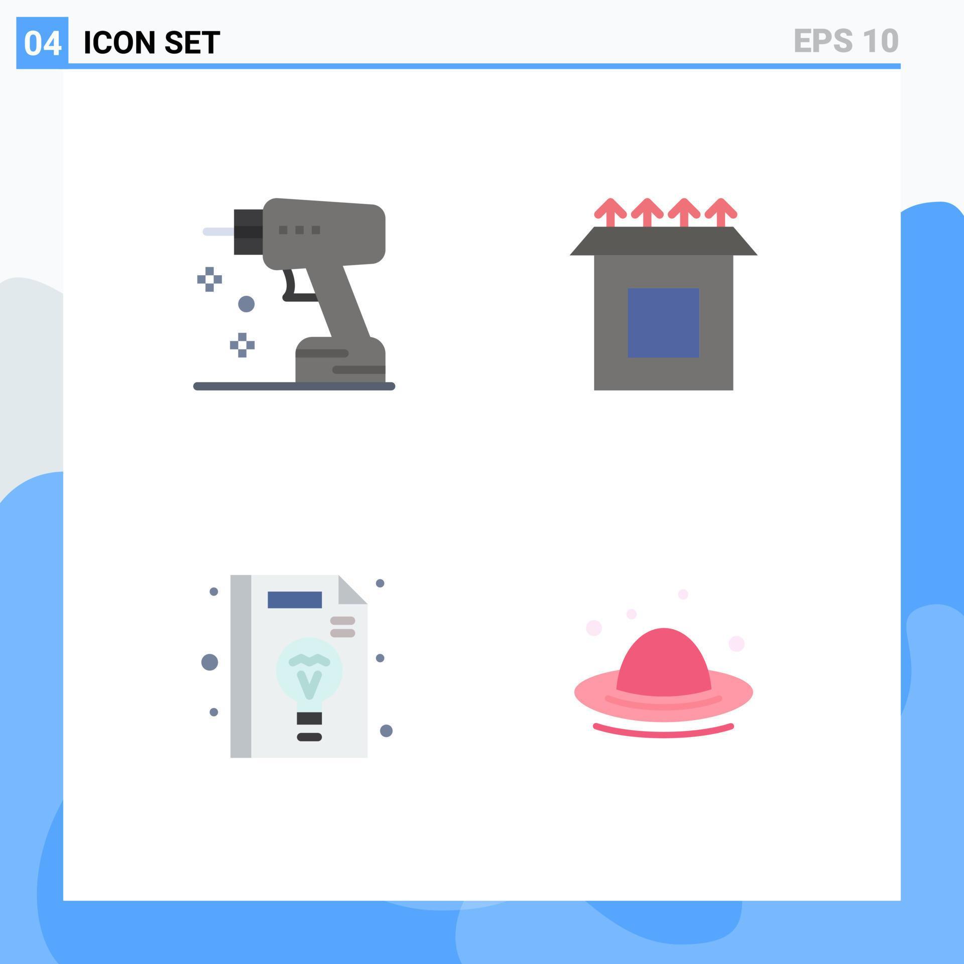 User Interface Pack of 4 Basic Flat Icons of construction management tool setup cap Editable