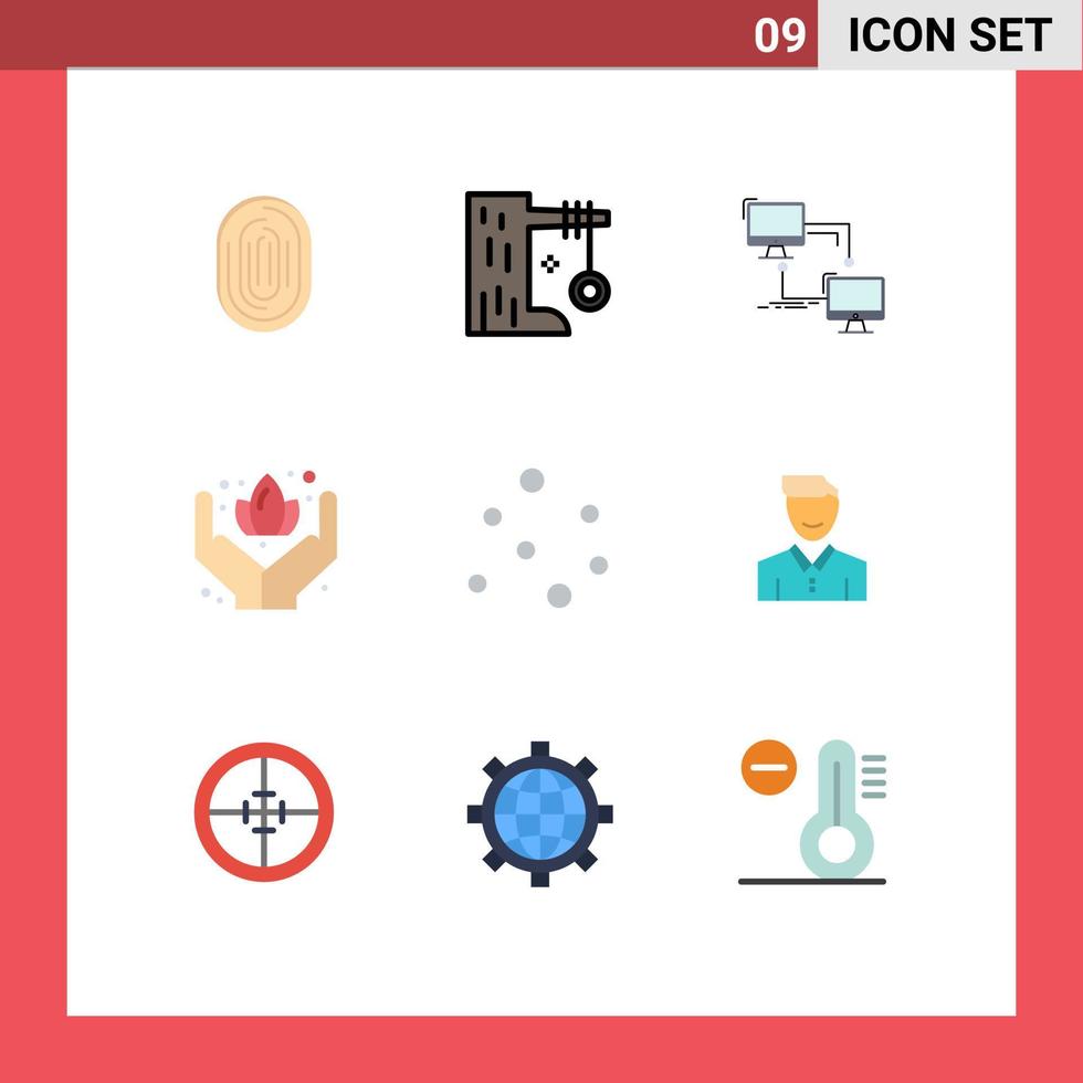 Set of 9 Modern UI Icons Symbols Signs for care computer summer sync lan Editable Vector Design Elements