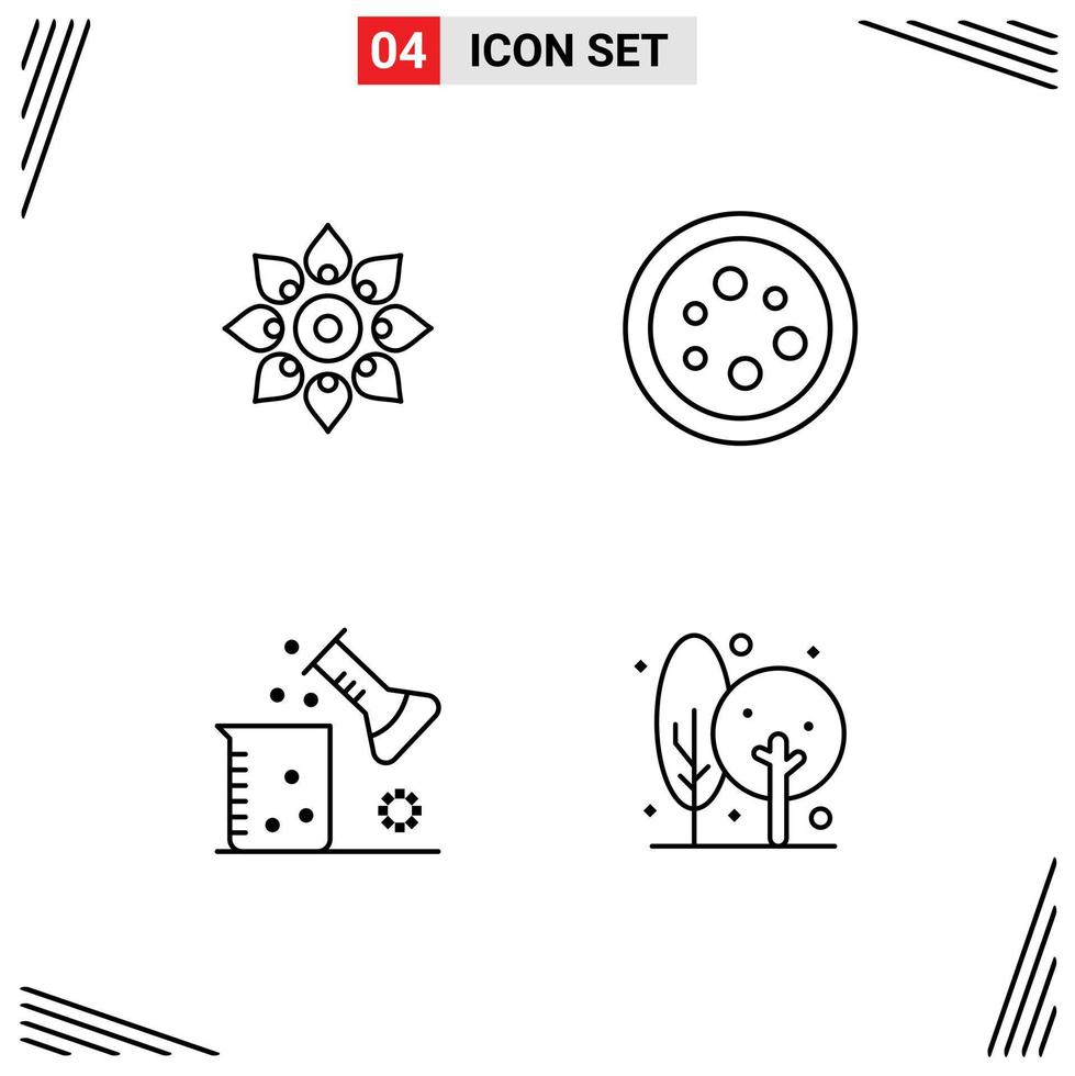 4 Creative Icons Modern Signs and Symbols of celebrate lab diwali biology chemical science Editable Vector Design Elements
