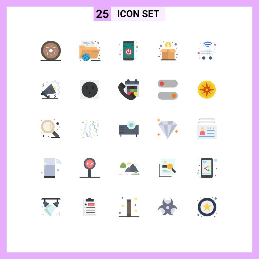 25 Creative Icons Modern Signs and Symbols of cart funding online donation turn on Editable Vector Design Elements
