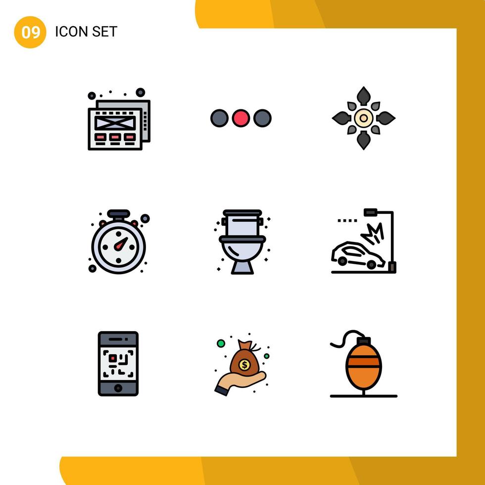 Set of 9 Modern UI Icons Symbols Signs for plumbing mechanical decoration shopping compass Editable Vector Design Elements