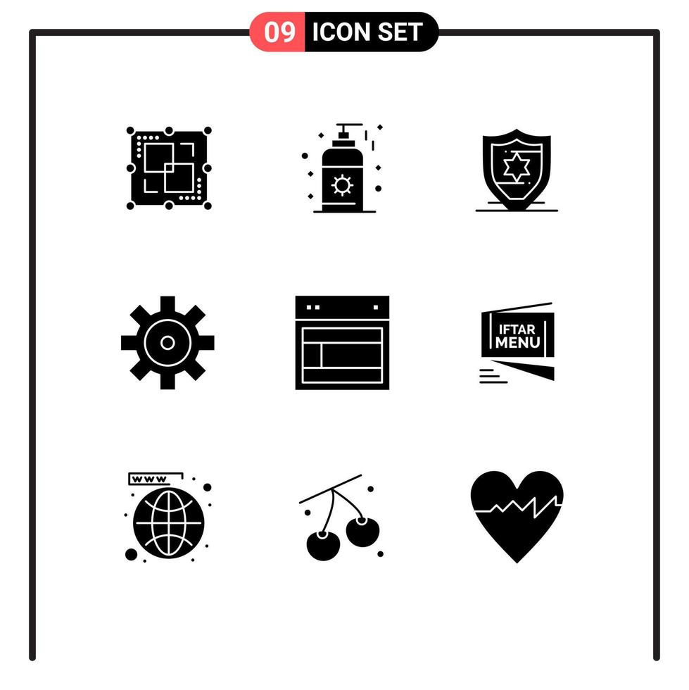 9 9 creativo íconos moderno señales y símbolos de sitio web sitio proteccion diseño vehículo configuración editable vector diseño elementos