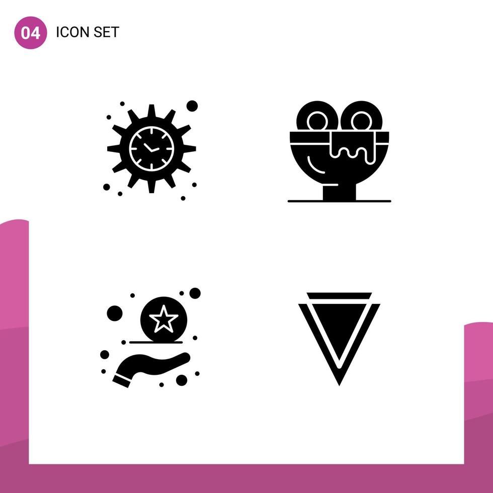 Modern Set of 4 Solid Glyphs Pictograph of management rate breakfast food verge Editable Vector Design Elements