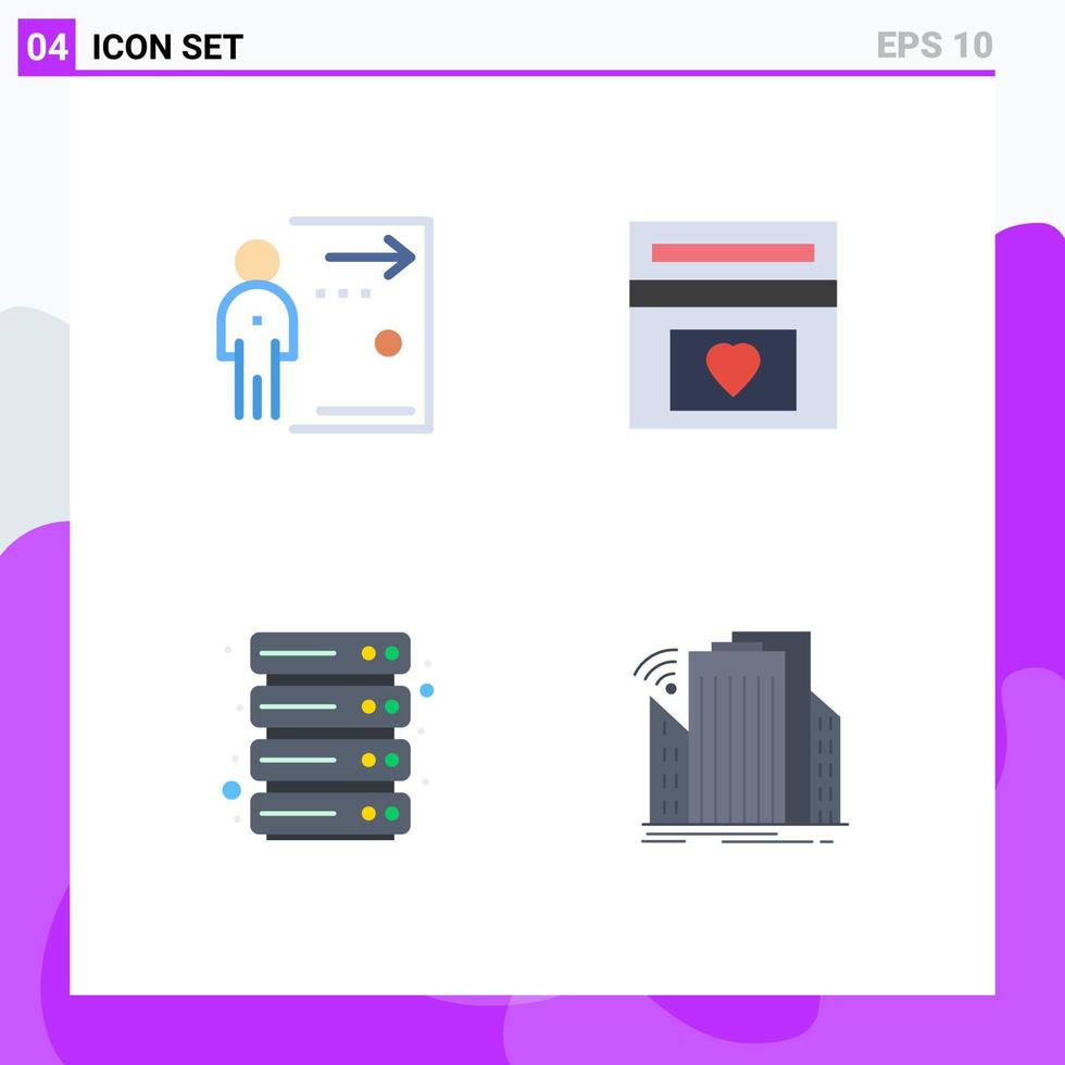 User Interface Pack of 4 Basic Flat Icons of door wedding fund job love hosting Editable Vector Design Elements