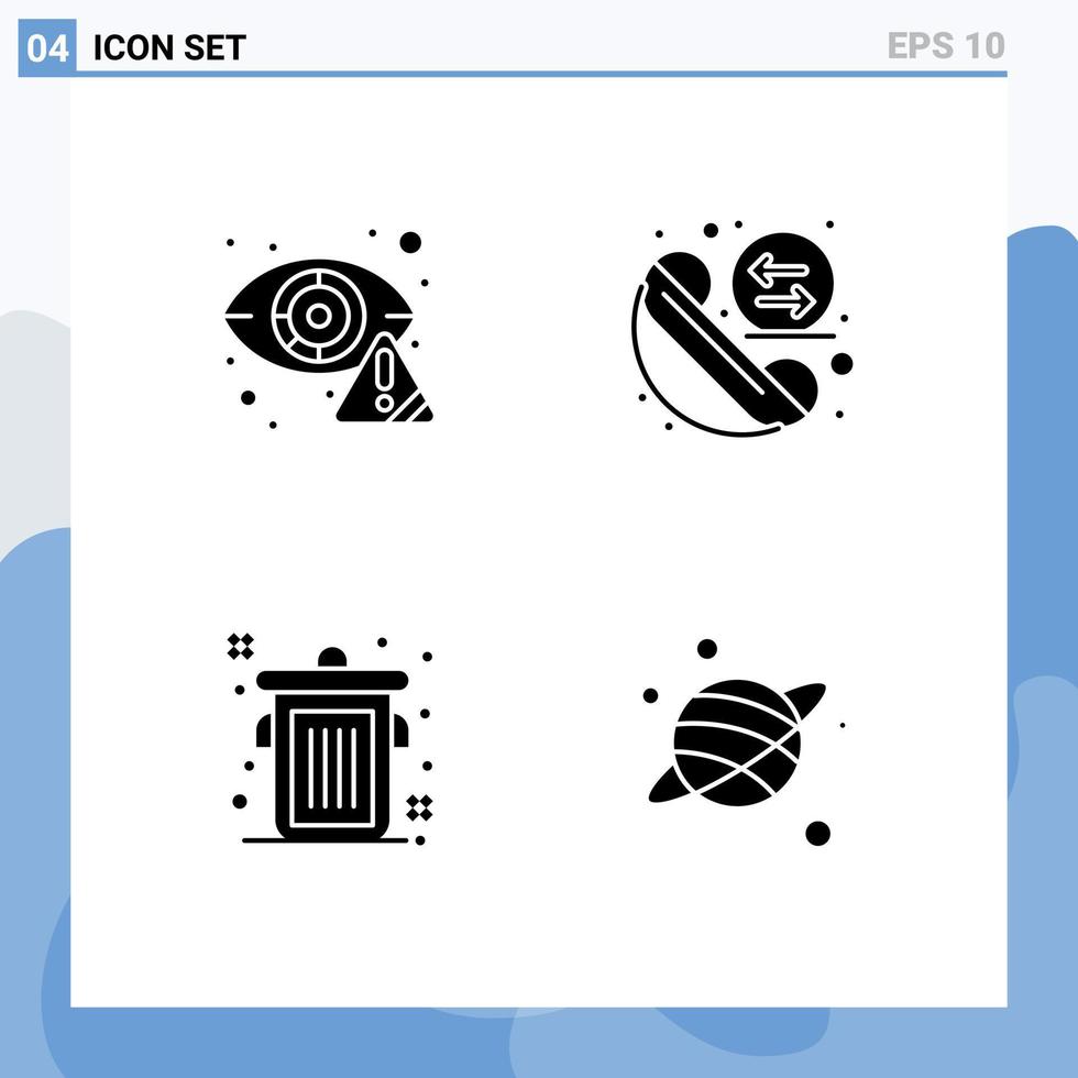 4 Creative Icons Modern Signs and Symbols of crime can eye exchange trash Editable Vector Design Elements