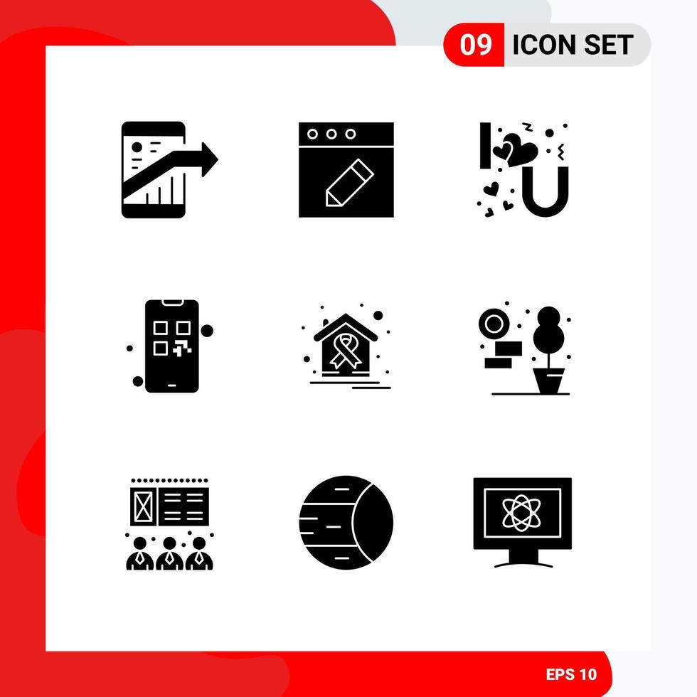 9 Solid Glyph concept for Websites Mobile and Apps cancer pay heart lettering money growing Editable Vector Design Elements