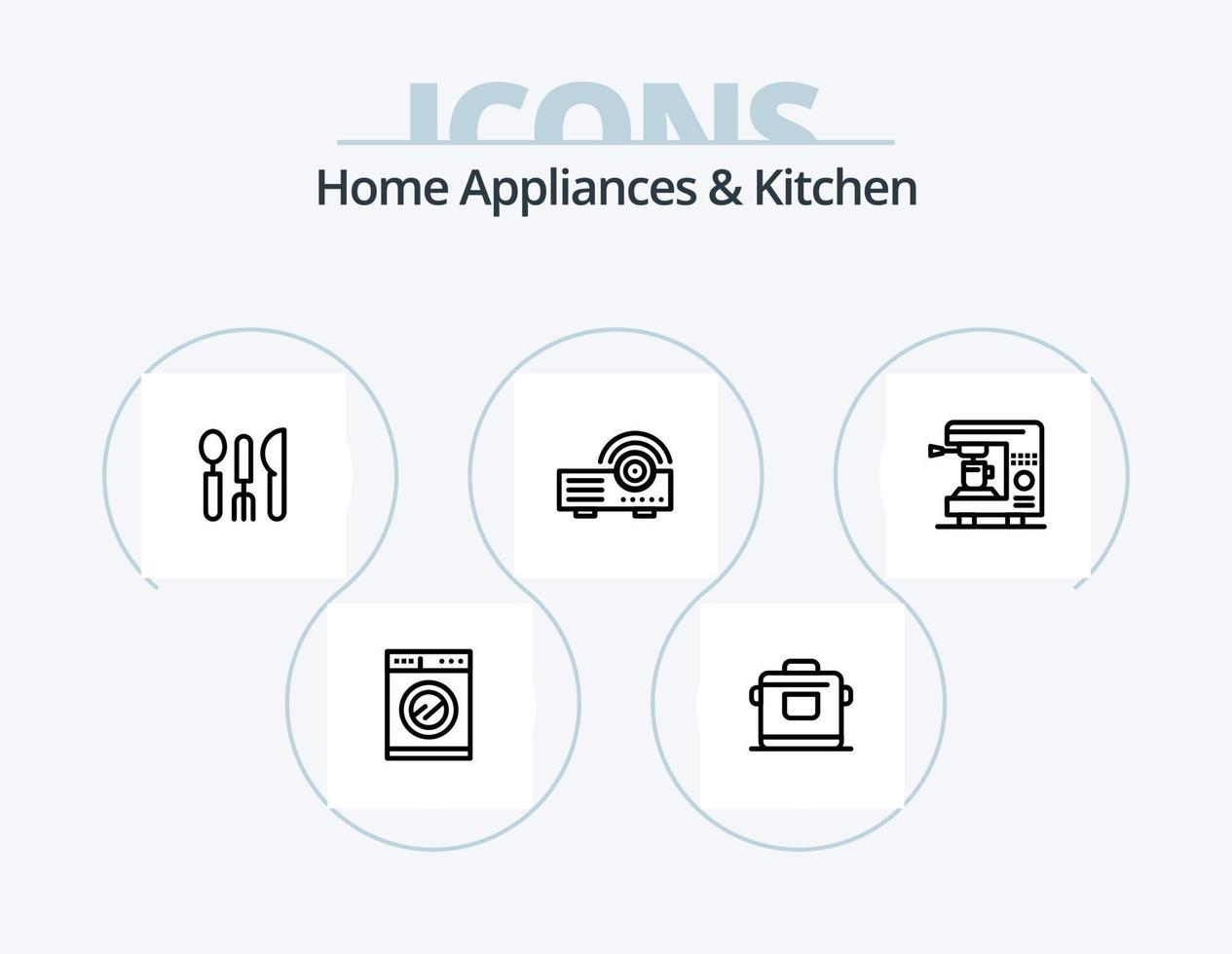 hogar accesorios y cocina línea icono paquete 5 5 icono diseño. sal. escape. sofá. cocina. capucha vector