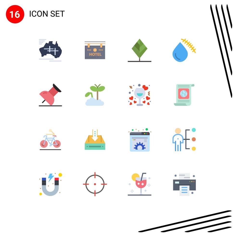 Set of 16 Modern UI Icons Symbols Signs for wound cut location blood tree Editable Pack of Creative Vector Design Elements