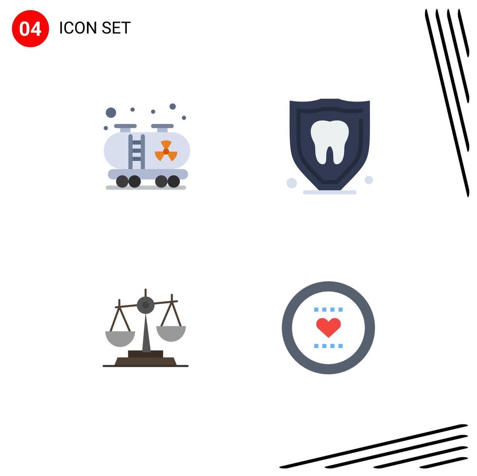 Pictogram Set of 4 Simple Flat Icons of oil judge insurance tooth law Editable Vector Design Elements