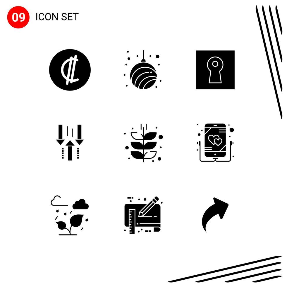 9 Solid Glyph concept for Websites Mobile and Apps download up year down security Editable Vector Design Elements