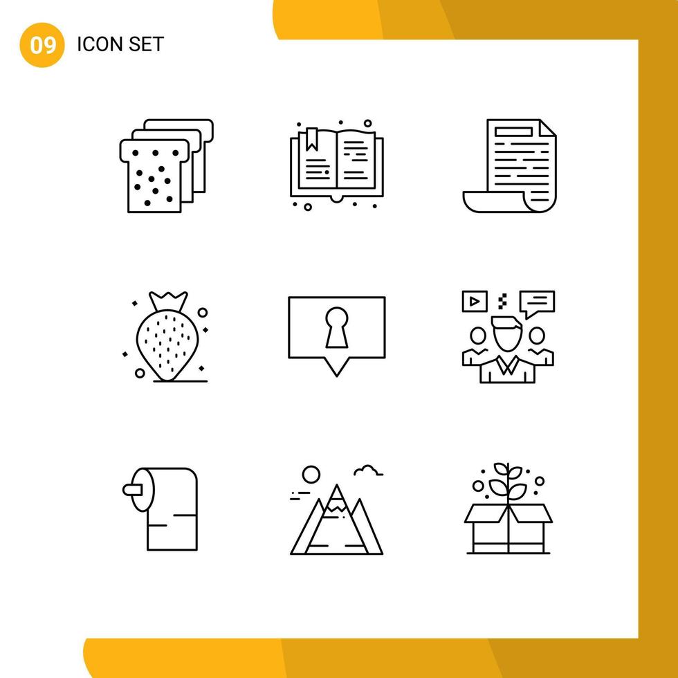 Set of 9 Commercial Outlines pack for discussion secret design private beach Editable Vector Design Elements