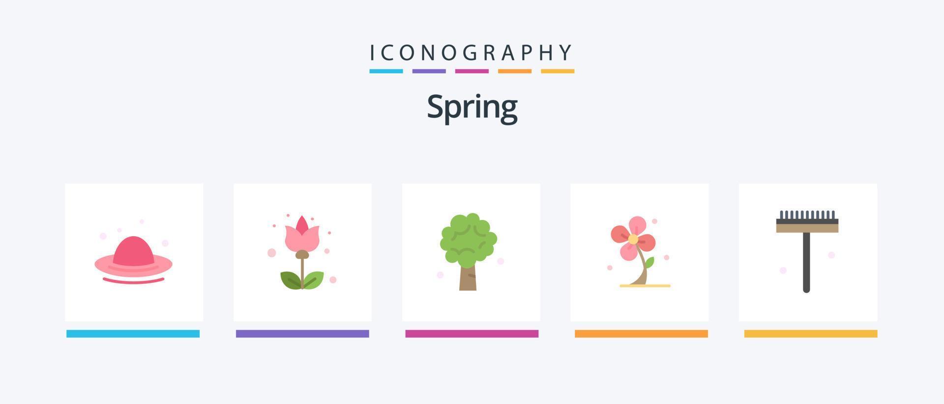 Spring Flat 5 Icon Pack Including spring. flower. tree. floral. spring. Creative Icons Design vector