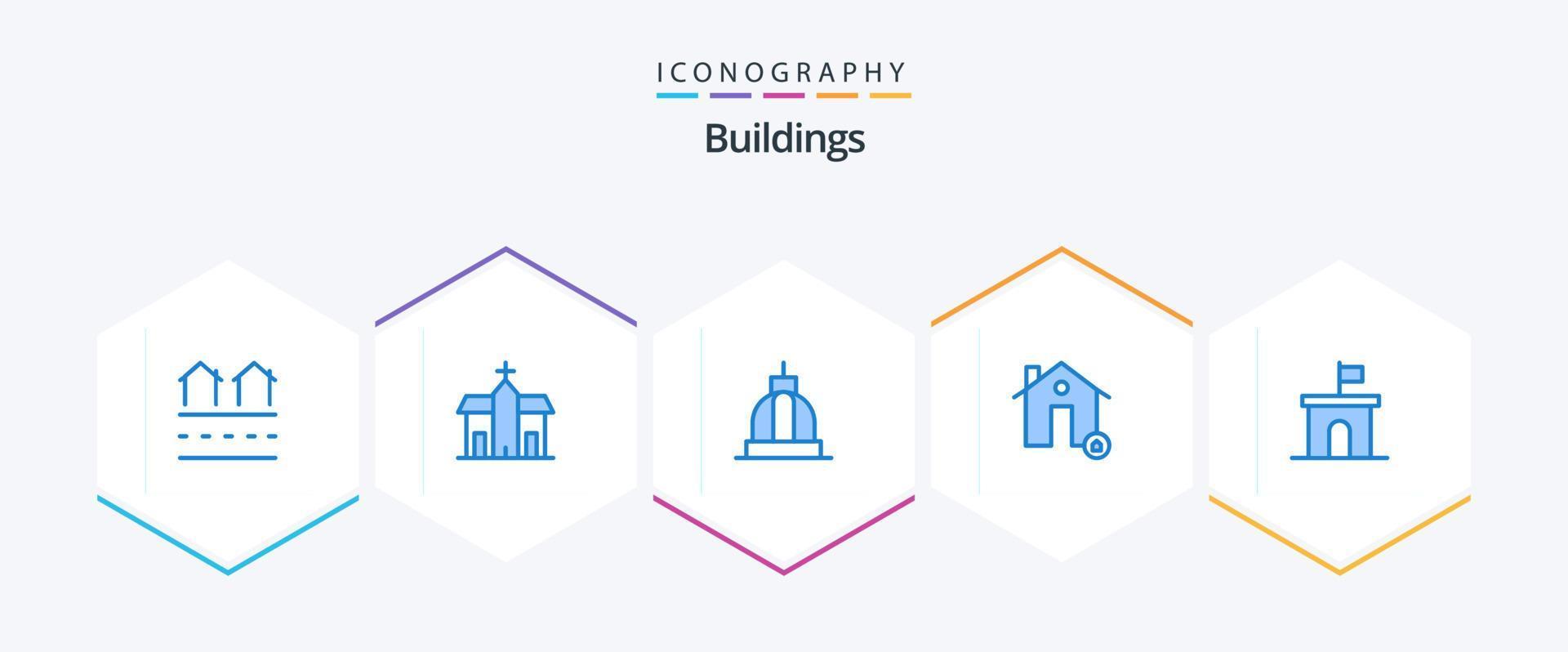 edificios 25 azul icono paquete incluso casa. edificios histórico. griego. edificio vector