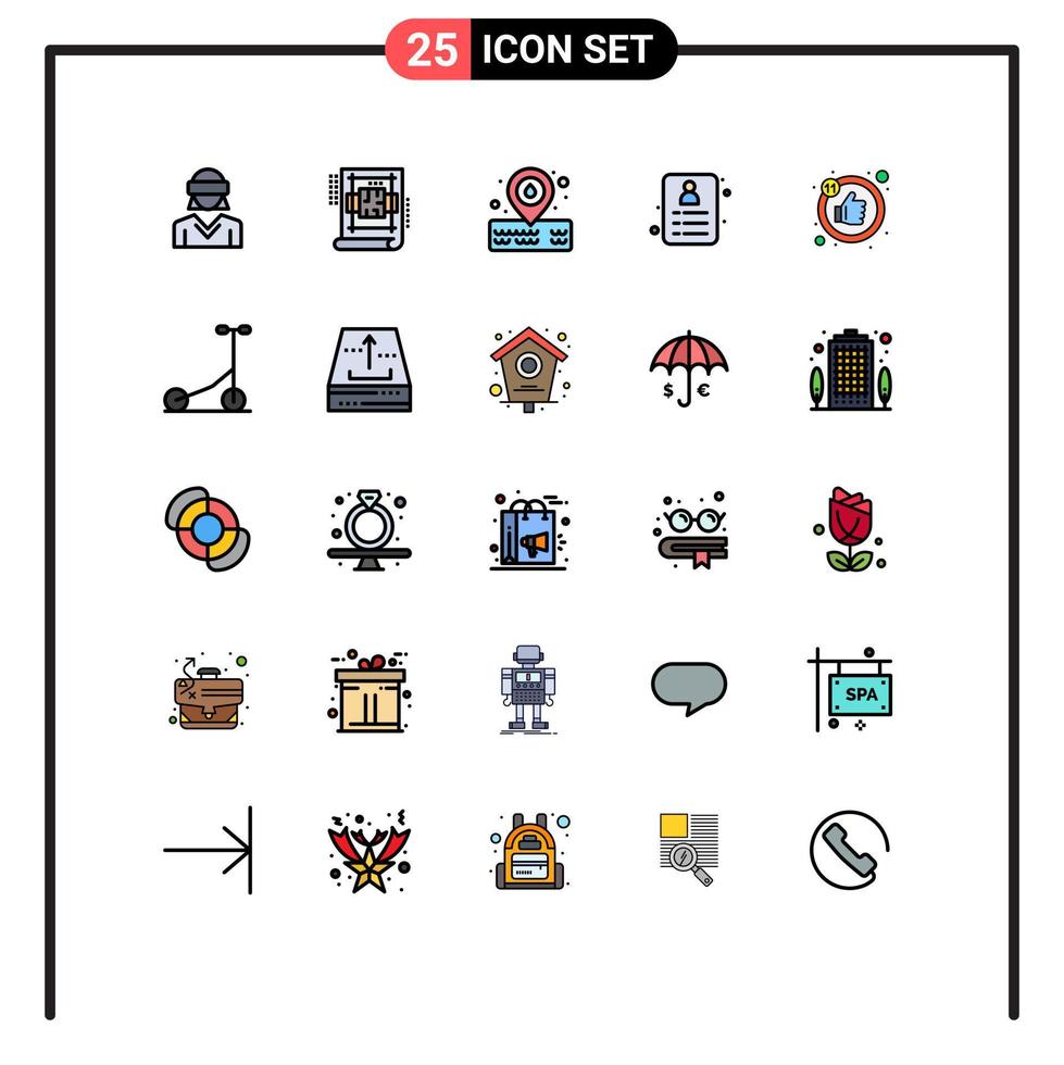 25 Creative Icons Modern Signs and Symbols of thumb like blue print id shopping Editable Vector Design Elements