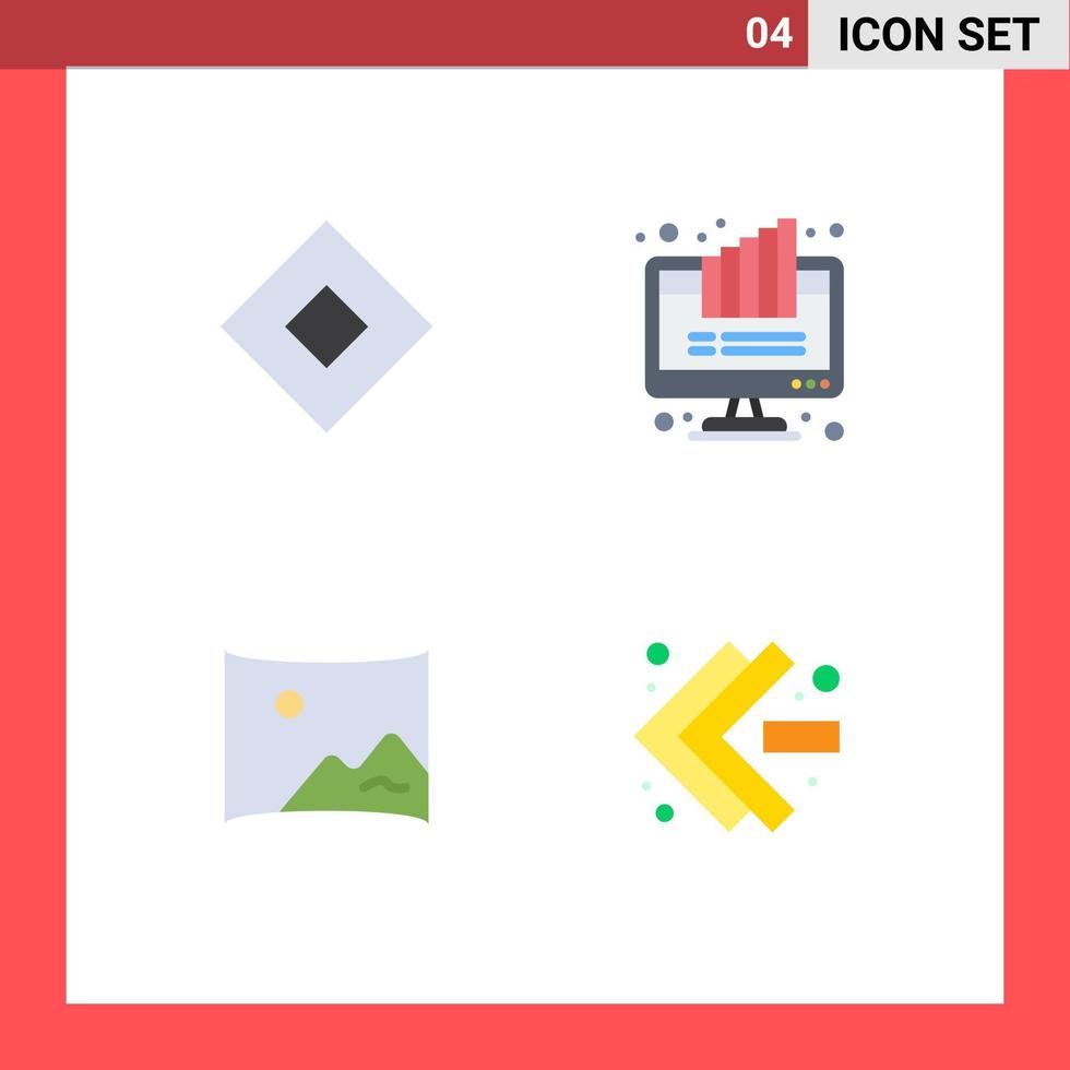 Set of 4 Commercial Flat Icons pack for sign cinema symbols computer film Editable Vector Design Elements