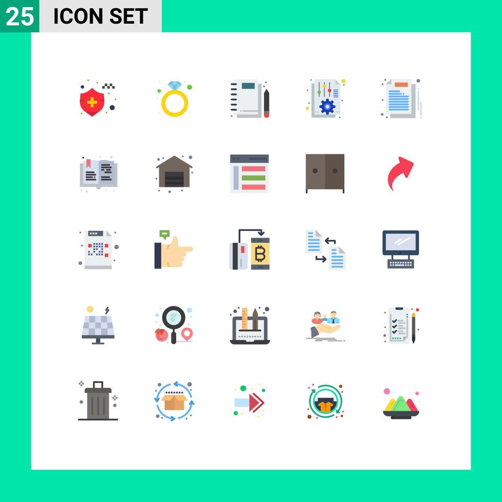 Pack of 25 Modern Flat Colors Signs and Symbols for Web Print Media such as business options notebook office document Editable Vector Design Elements