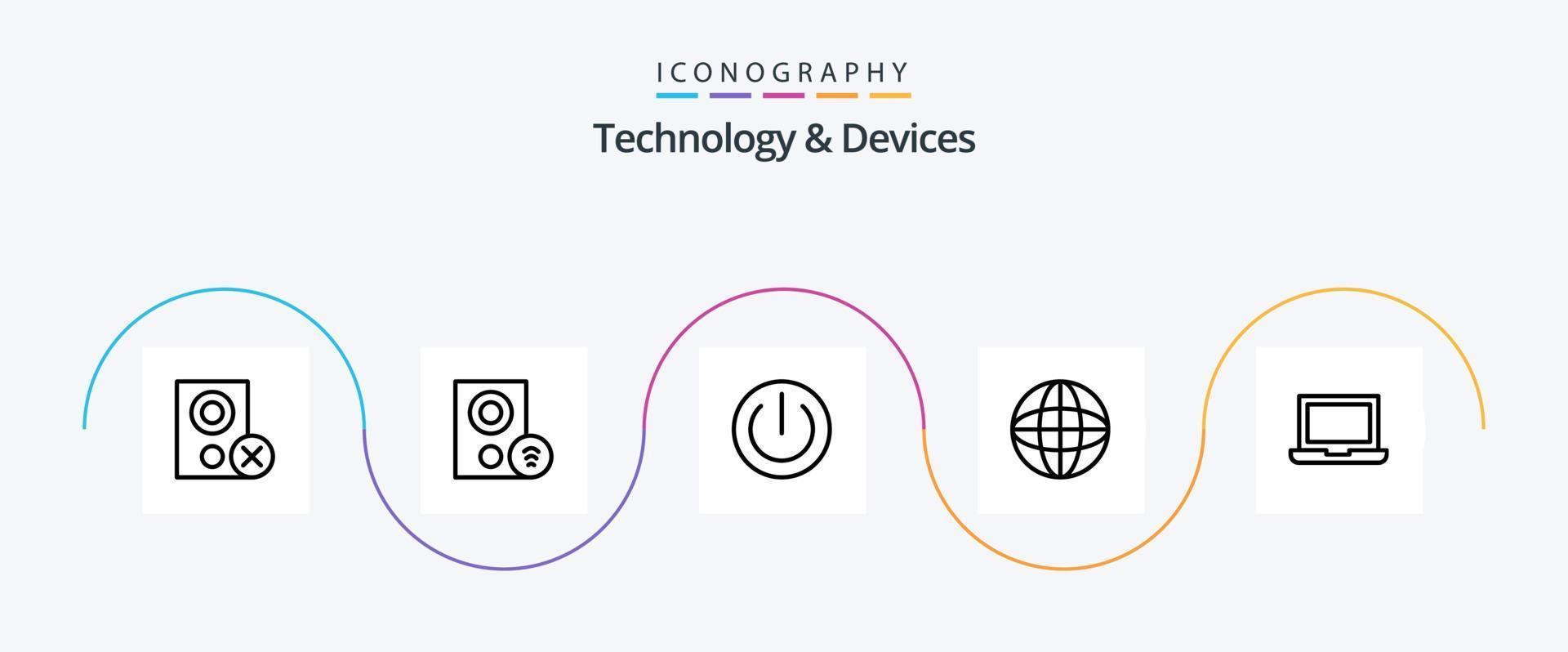 Devices Line 5 Icon Pack Including earth. automation. hardware. power. electronics vector