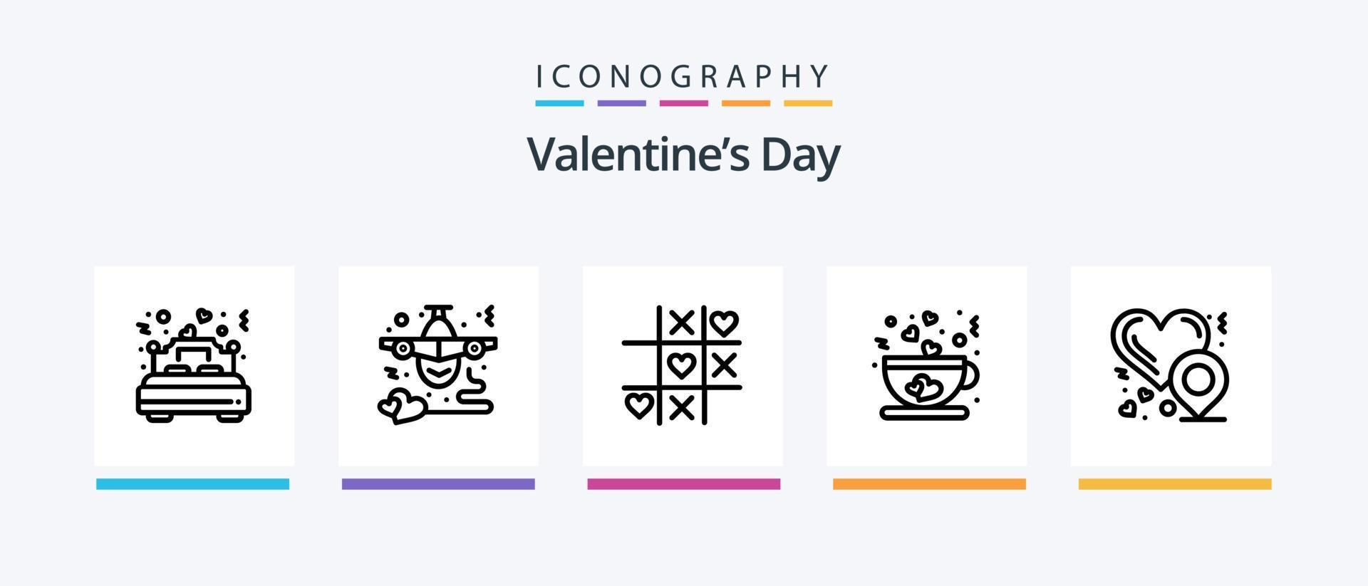 san valentin día línea 5 5 icono paquete incluso amor. amor. amor. corazón. té. creativo íconos diseño vector