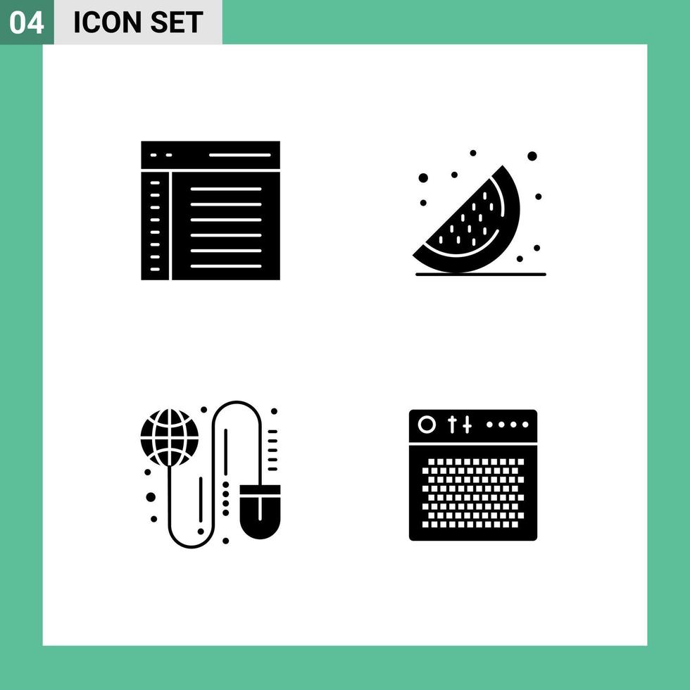 Stock Vector Icon Pack of Line Signs and Symbols for app globe interface fruits mouse Editable Vector Design Elements