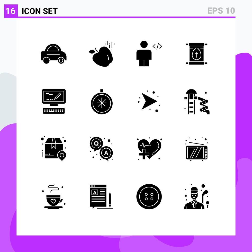 conjunto de dieciséis moderno ui íconos símbolos señales para marcando computadora código Pascua de Resurrección colegio editable vector diseño elementos